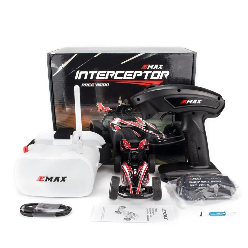 

Gift Official Emax Interceptor FPV Rc Car RTR/BNR with 25 - 200mwon board 300mah 1s 4.2v Battery for Kids / adult toys