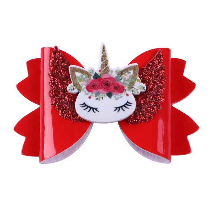 

30pcs/lot , Princess Unicorn Hairgrips Glitter 3''Hair Bows with Clip Dance Party Wing Bow Hair Clip Girls Hair Accessories