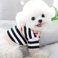 striped dog clothes autumn and winter clothes teddy kitten sweater bear puppy open shirt schnauzer warm clothes pet home clothes