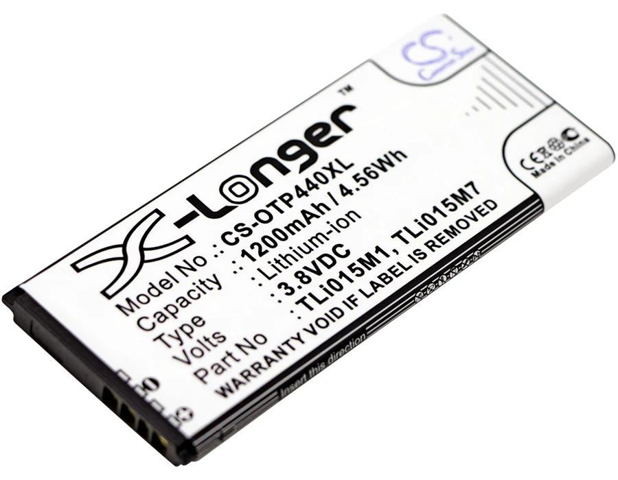 Обновленная батарея Cameron Sino для Alcatel TLi015M1 One Touch Pixi 4 0 OT 4034 4034D 4034X 1200