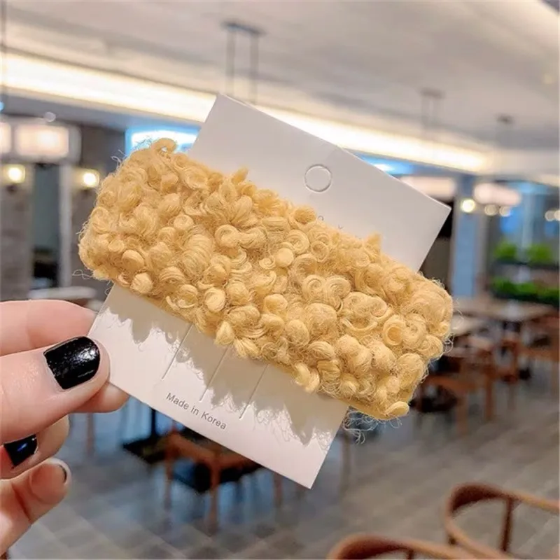 8.5cm Yellow01 M MISM плюшевые зимние заколки для волос женские капли BB заколки для волос шерстяные заколки для волос для девочек модные заколки для волос с буквенным принтом аксессуары для волос - Цвет: 8.5cm Yellow01