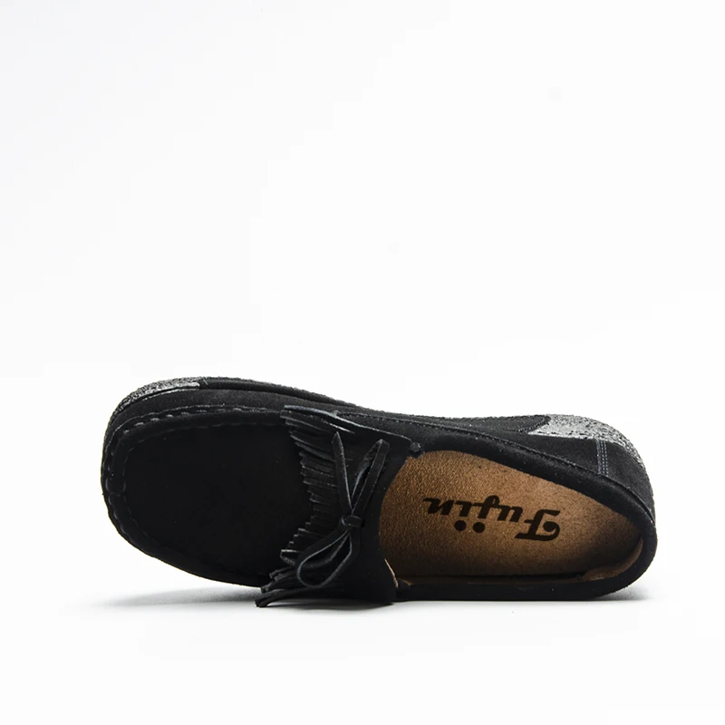 Fujin/брендовые замшевые туфли на плоской платформе для женщин Лоферы толстой