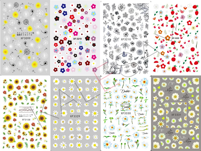 

3D Nail Art Stickers Manicure Design Nail Art Decal Decoration Popular Abstract Plant Nail Art Designer Decals Spring Flower