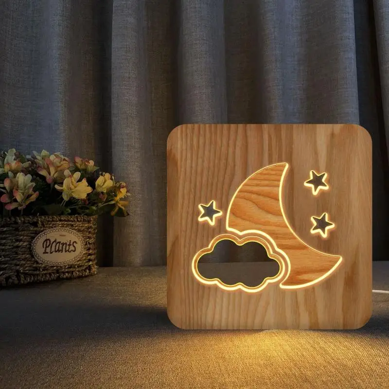 

Wooden LED Night Light Personalized Crafts Valentine's Day Gift Light