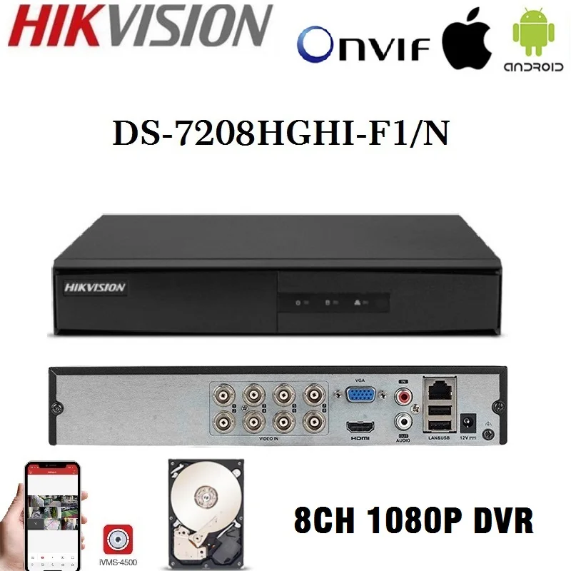 HD Hikvision английская версия DS 7204/08/16HGHI F1/N 1080P 4/8/16CH CCTV DVR для аналоговый/HDTVI/AHD/CVI