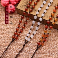 10pcslot weaving gold gem necklace pendant rope hand woven 6mm red white agate beads man woman homemade jewelry diy material