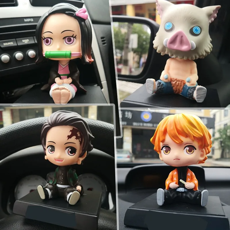 

4 Kinds Demon Slayer Car Shaking Head Figure Doll Kawaii Action Figure Anime Demon Slayer Figure Anime Children's Gifts