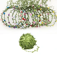 77 meters leaf hemp rope braided with green leaves lace home decoration rope handmade garland ribbon reusable