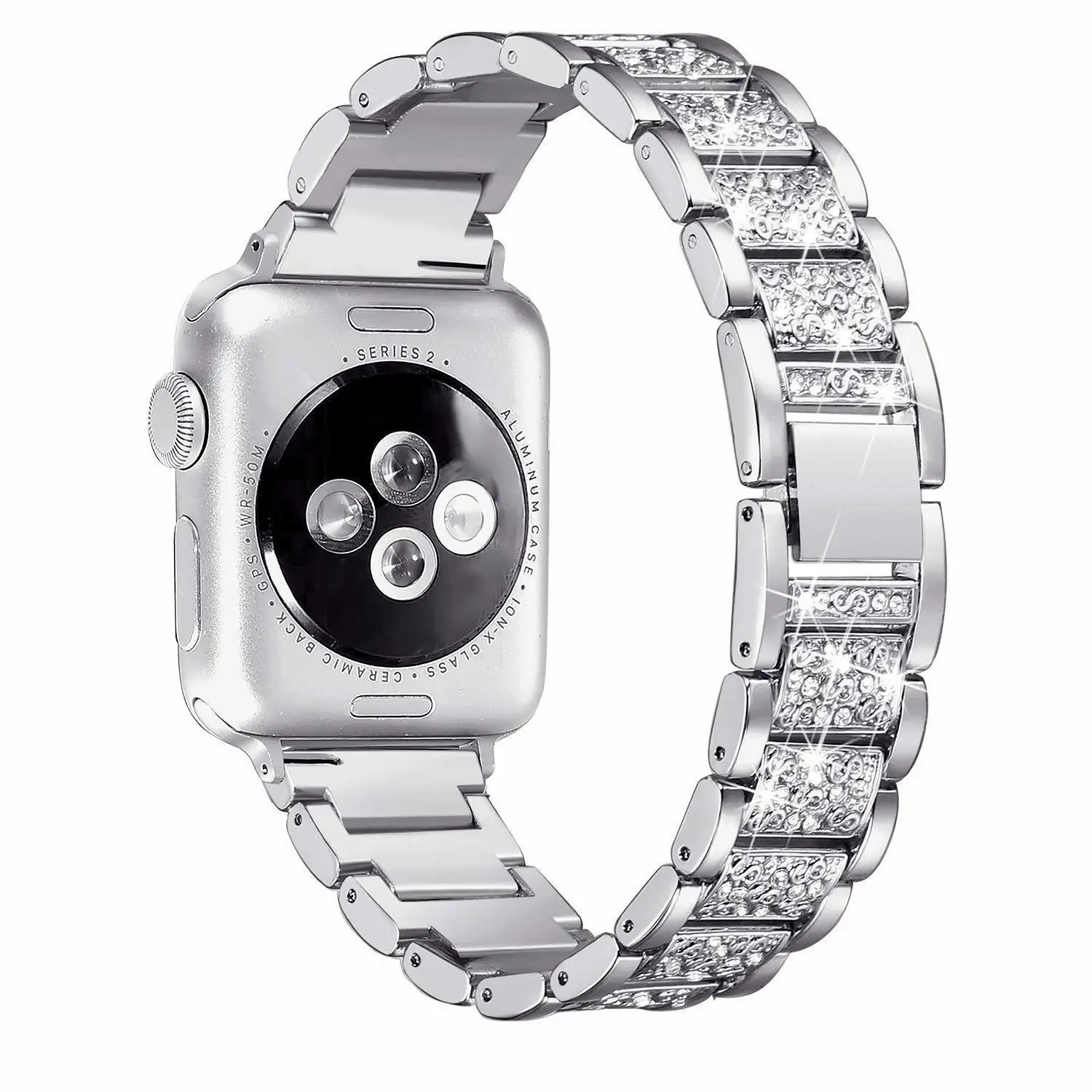 For Apple Watch Band 40mm 44mm 38mm 42mm Diamond Stainless Steel Loop for Apple Watch series 4 3 2 1 iWatch Rose Pink Bracelet