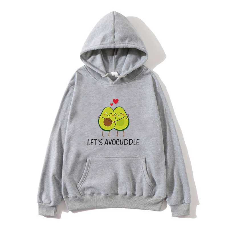 2020 Winter Harajuku Couple Sweatshirt Cute Cartoon Avocado Print Women Hoodies Korean Fashion Streetwear Female Pullovers Coats