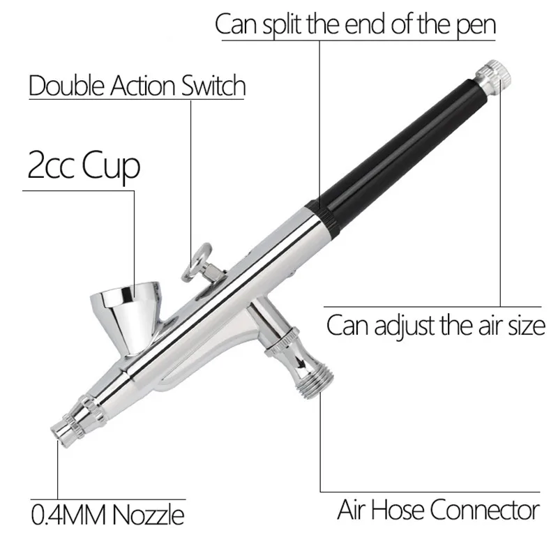 Аэрограф с компрессором Гравитационный краскопульт двойного действия 0 4 мм 3 2