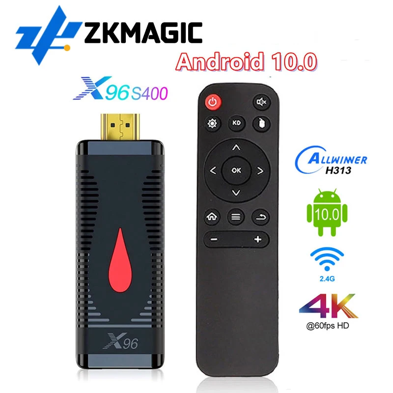 Android 10 0 X96 S400 ТВ палка Allwinner H313 4 ядра 2 Гб оперативной памяти 16 встроенной ключ 4K 60fps
