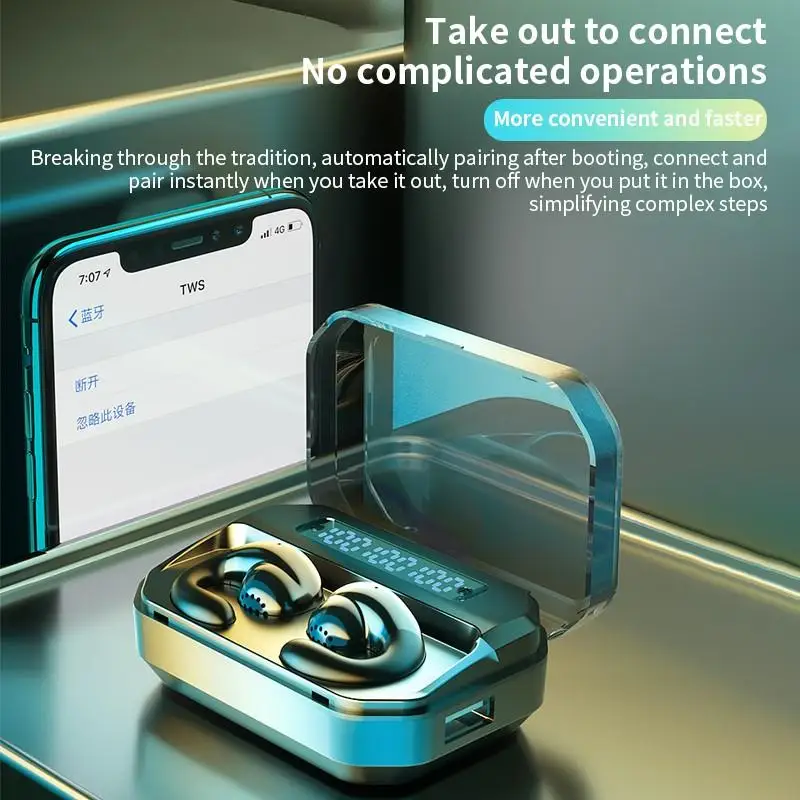 

TWS Bone Wireless Bluetooth Earphone Headsets Conduction Hifi Stereo Soft Wearing Earphone 2200mAh Power Bank Sport Headsets