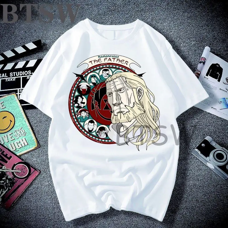 

Japanese Manga Fullmetal Alchemist T Shirt Men Funny Cartoon The Farther Graphic Tees Summer Tops Japan Anime Tshirt Homme