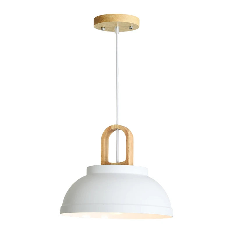BOTIMI White Metal LED Pendant Lights For Dining Room Modern Indoor Wooden Kitchen Gray Hanging Lamp