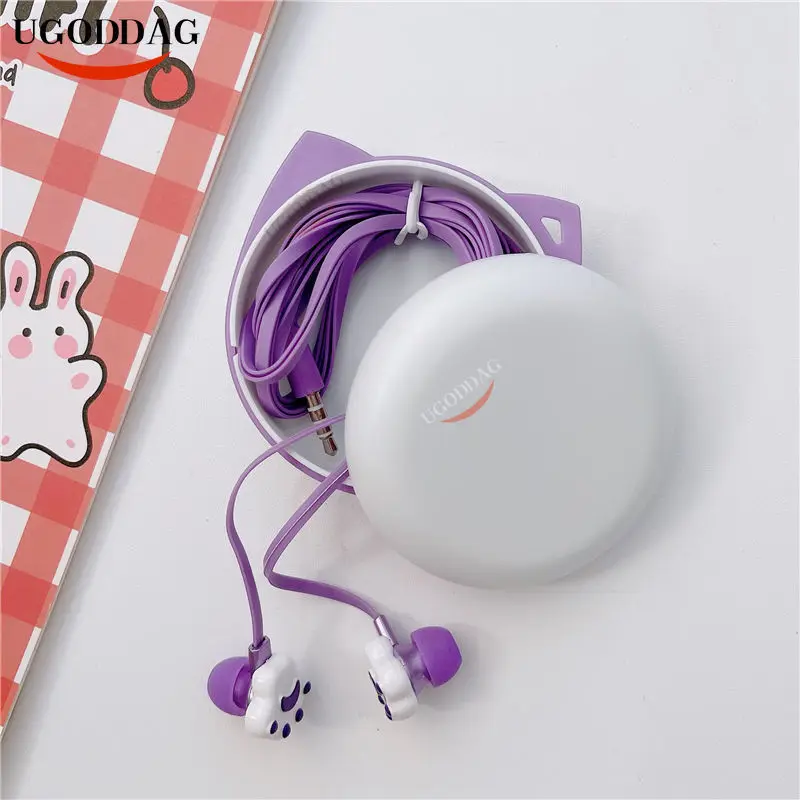 Новые наушники с милыми кошачьими лапами проводные контролем провода для детей