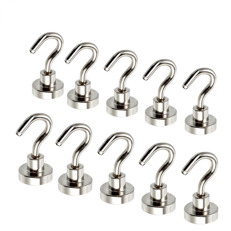 

Neoteck 10 шт. ферритовые Магнитные Крючки N38 Неодимовый держатель 5,5 кг сильный магнит вешалка редкоземельные крючки Неодимовый держатель
