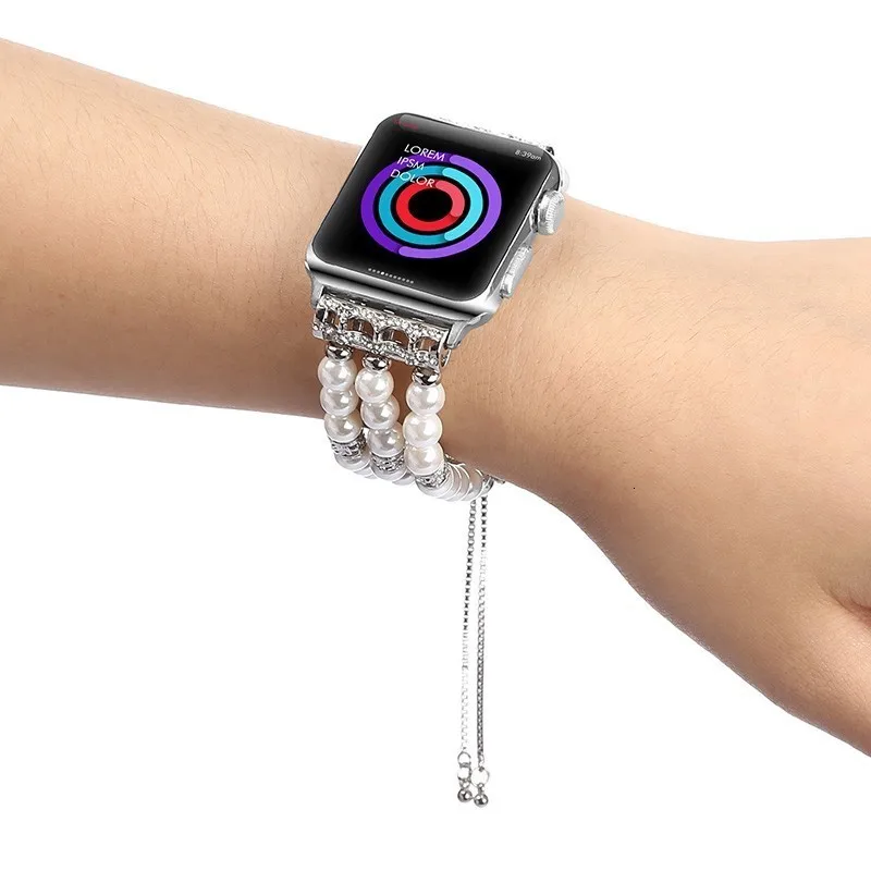 Модный браслет на запястье с жемчужиной ремешок для apple watch полосы 44 мм 42 серия 4 3 2 1 часы ручной работы браслет для женщин и девочек Замена 38 мм