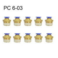 10pcs pc 6 03 air pneumatic 6mm hose tube 16mm air pipe connector quick coupling brass fitting male thread wholesale