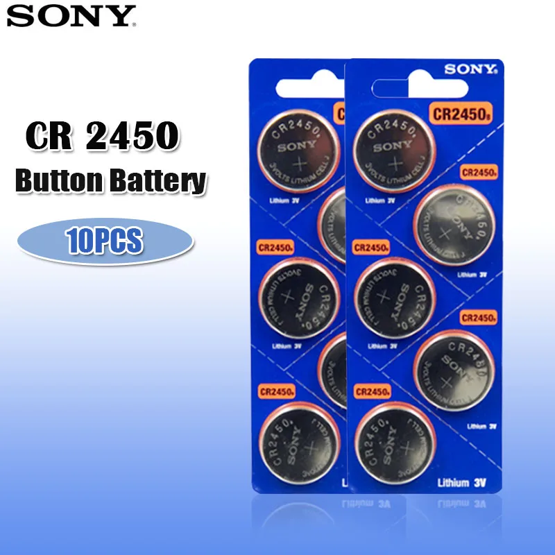 10 шт. 100% оригинальный Sony CR2450 CR 2450 3 в 550 мАч литиевые батареи для часов Часы