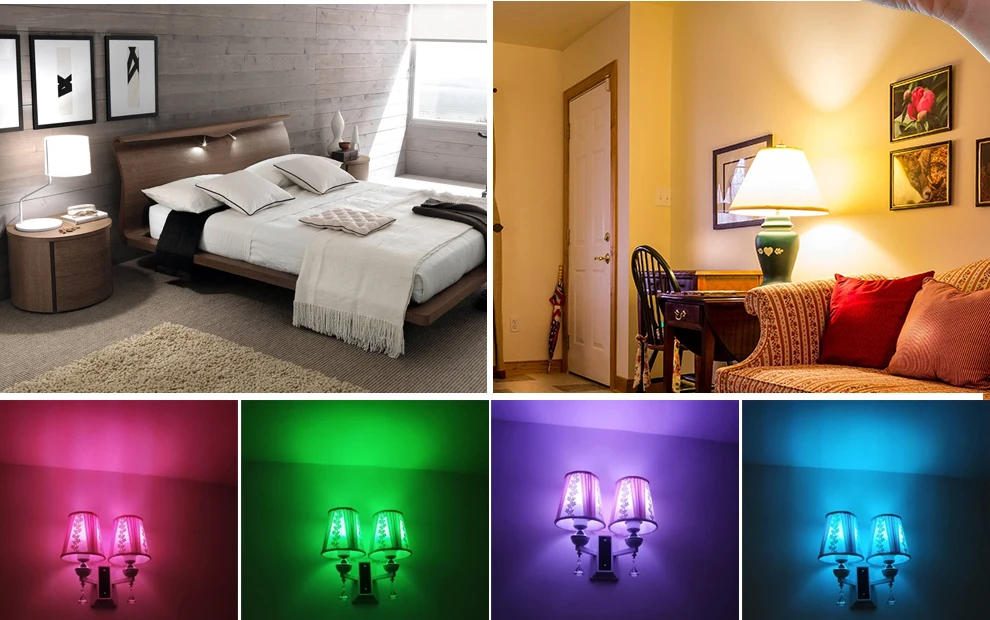 Умный wifi светодиодный светильник работает с Amazon Alexa и Google Home RGB+ теплый светильник+ белый светильник E27 7 Вт AC85-265V светодиодный светильник