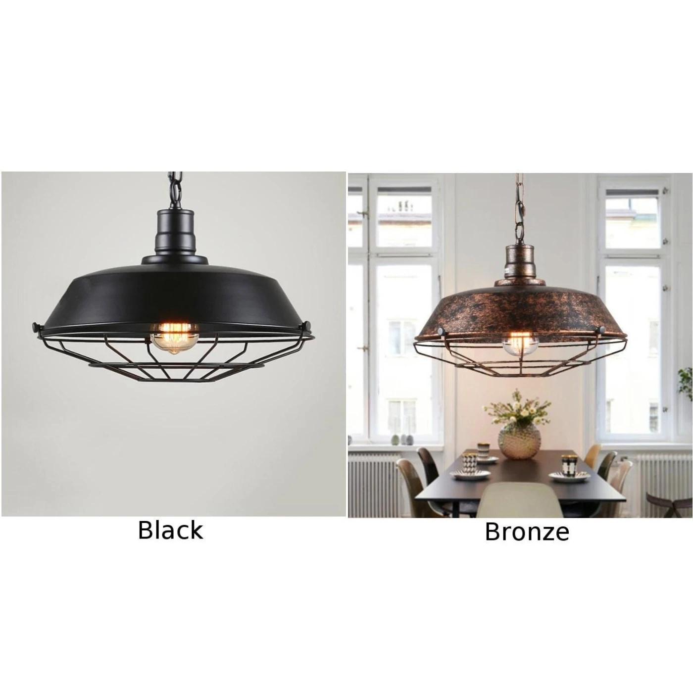 Винтажная деревенская Современная промышленная черная лампа с абажуром