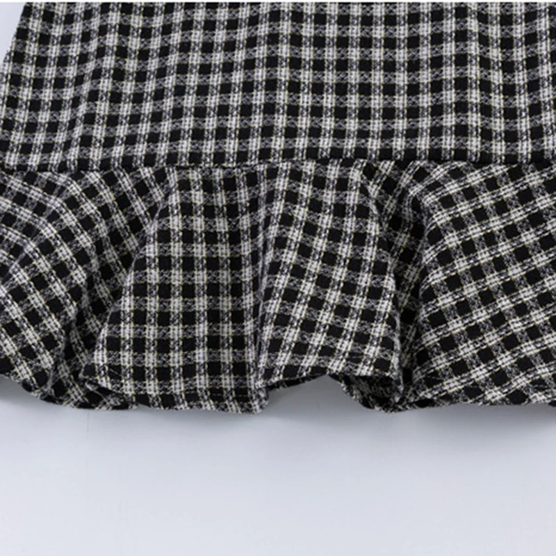 

2020 Autumn New Children Plaid Fashion Lace Cotton Party Casual Dress