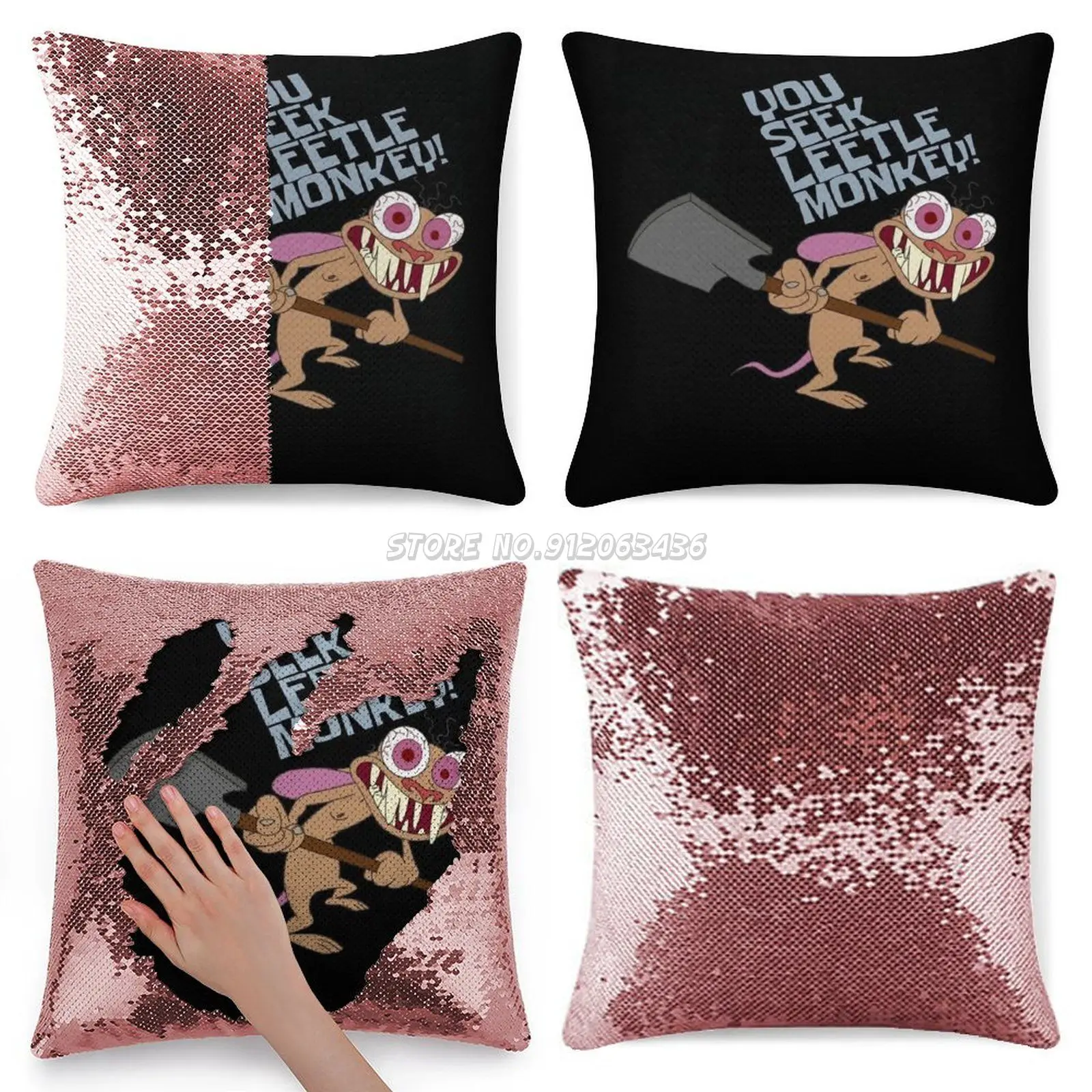Обезьяна Рен и стимпи шоу искусство улыбка блестящая наволочка модная подарок