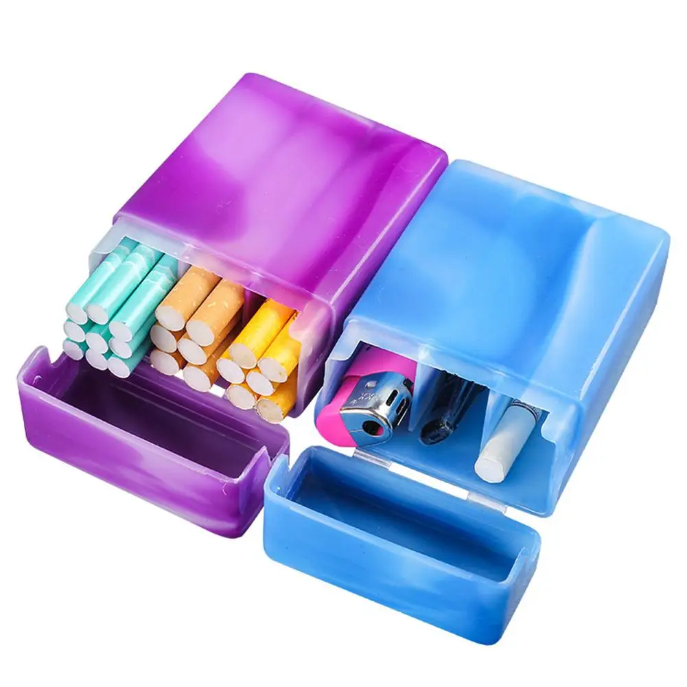 

Cigarette Case With Compartments Portable Plastic Cigarette Case Storage Box Container Holder Random Color Smoking Accessories