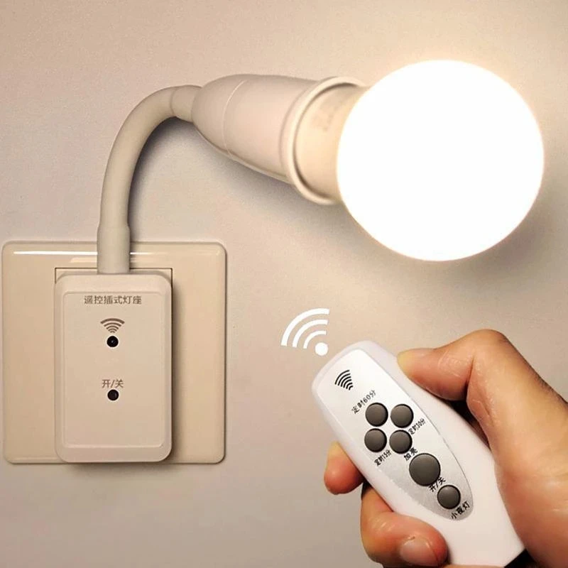 

Sleep Light LED Wireless Remote Control Lamp Holder Socket Dimmable With Timer For 220V LED Bulb Night Light