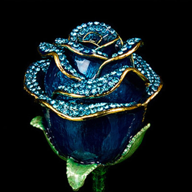 

Alloy Enamel Rose Flower Jewelry Metal Jewelry Box Creative Home Wedding Tabletop Decoration Dripping oil Metal Crafts Gifts
