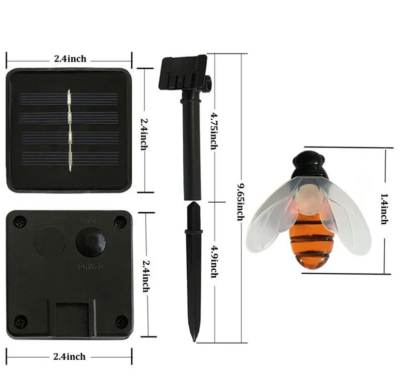 

Homhi Solar Power String LampLed Simulation Honey Bees Garden Christmas Holiday Decoration Outdoor Outdoor Lighting
