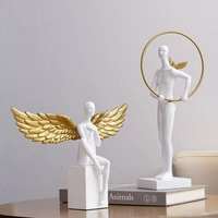 nordic luxury angels character resin adornments bookcase cabinet store furnishing crafts home livingroom desktop sculpture decor