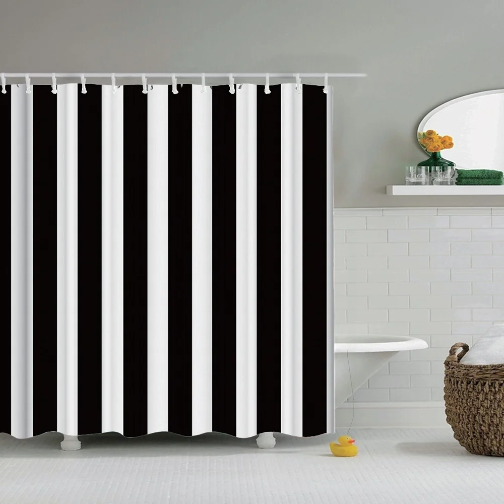 Dafield занавеска для душа с полосками черно белая как клавиатура пианино рисунком