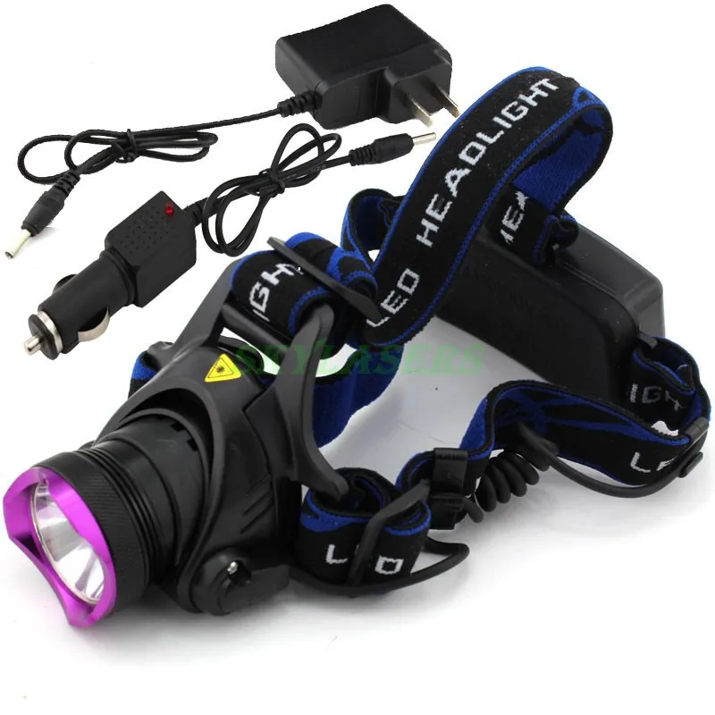 

18650 Type XM-L T6 LED Headlamp Headlight AC100-240v Flashlight Head Lamp Light 2000 Lumens + Car Charger + Charger