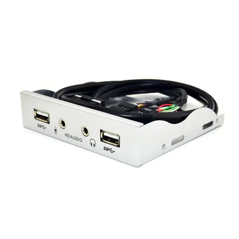 3,5 дюймов 9 pin до 2 USB 2,0 порт концентратор разветвитель Floppy Bay HD аудио 3,5 мм разъем для наушников расширение передней панели стойки для компьютера ПК