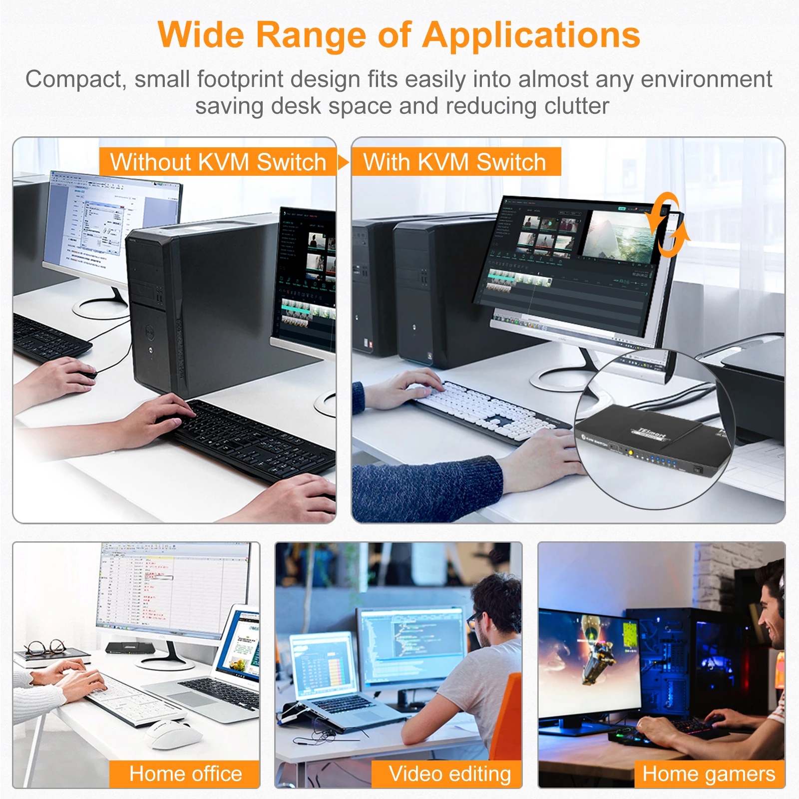 

TESmart KVM Switch 4x2 Dual Monitor 4 Port KVM 4K@60Hz 4:4:4 4 Monitors KVM Switcher Controls via Keyboard/IR Remote