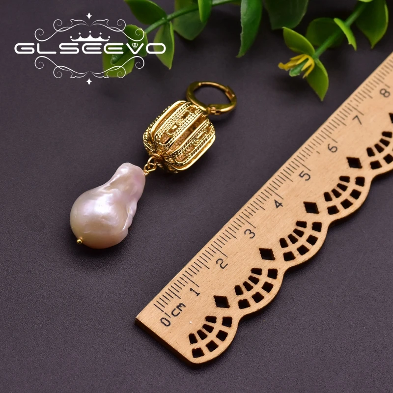 

GLSEEVO Handmade Metal Ball Bohemian Drop Earrings For Party Female Natural Baroque Pearl Luxury Jewelry Gifts For Lovers GE0944