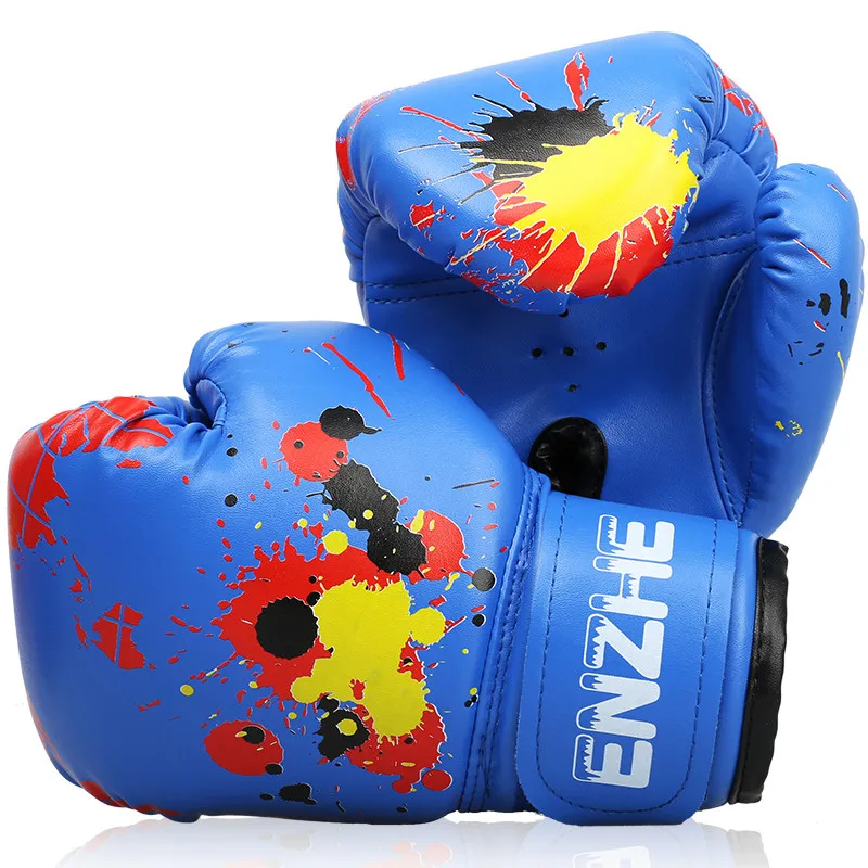 

Kids gloves thai boxe years leather babies funny carton Black muay kids gloves fighting Graffiti gloves kick boxing PU child 3-6