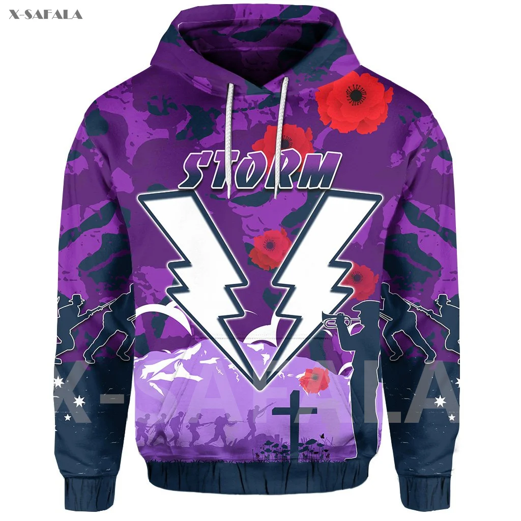 

Storm Anzac Day Melbourne War 3D Printed Hoodie Man Women Harajuku Outwear Zipper Pullover Sweatshirt Casual Jacket