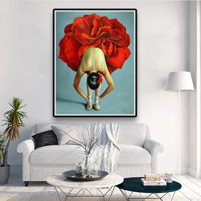Ballet dancing girl flower dress oil painting by number for Home Decor coloring numbers unique gifts adults and children | Дом и сад