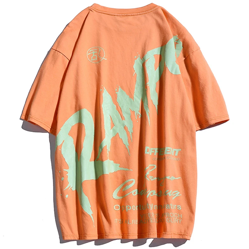 

T Shirts Men Streetwear Harajuku Hip Hop Letter Print Half Sleeve Tees Summer New Korea Trend Loose Cotton Casual T Shirt Tops