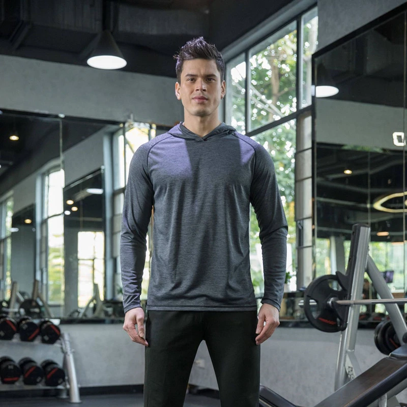 

Spring Man Motion Long Sleeve Sweater Reflect Light Even Hat T Shirt Outdoor Camping Elastic Force Jogging Yoga Sport Clothing