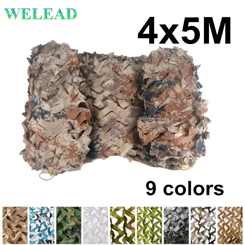 WELEAD 4x5 м усиленная камуфляжная сетка Военная белая 4x5 5x4 4*5 м 5*4 м беседка камуфляжная плетеная сеть Маскировочная тени скрытый сад