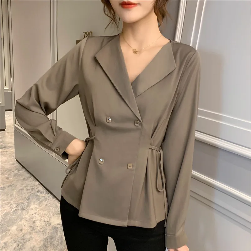 

Spring 2020 new chiffon shirt female fashion waist chiffon shirt top