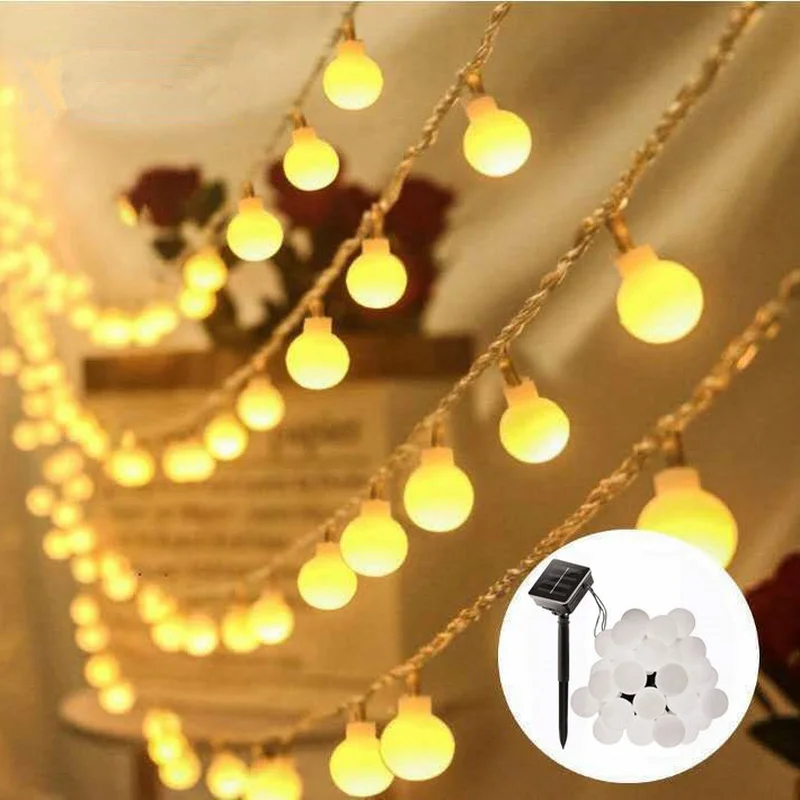 

5M 6.5M Cherry Balls Festoon LED String Lights Wedding Christmas Solar Led Lights Fairy Garden Decoration Outdoor Street Garland