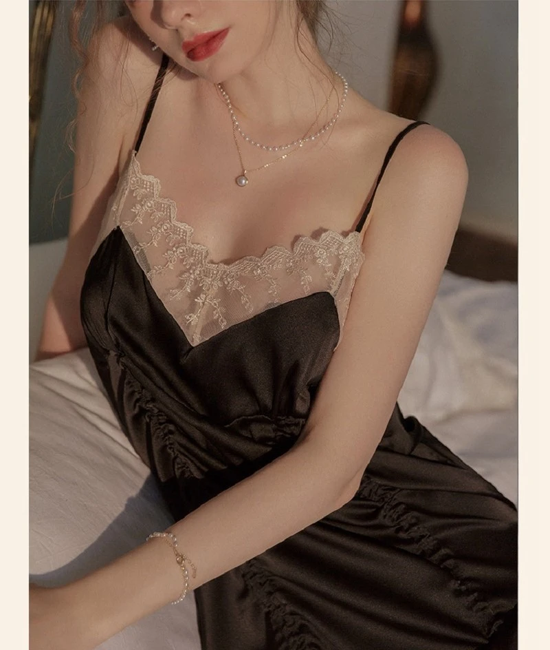 2021 New Fashion Sexy Women Lace Sleepdress Comfortable Lingerie Nightgown Sleeveless Nighty Sleepwear Female Summer Dress Gifts