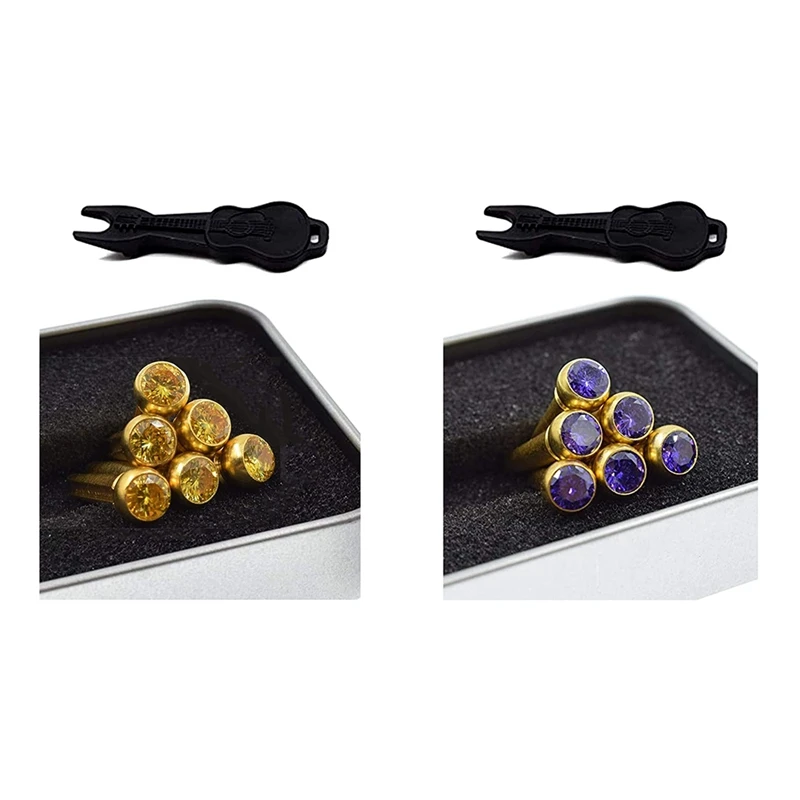 

6Pcs Acoustic Guitar Bridge Pins Round Head Brass Copper for Guitar with Guitar Bridge Pin Puller (Crystal)