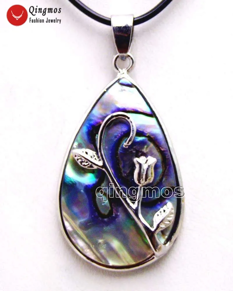 Трендовое ожерелье Qingmos 25*50 мм с овальным кулоном для женщин синей натуральной