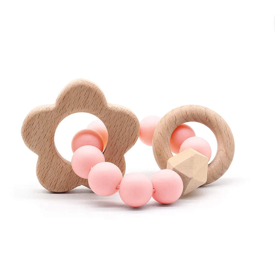 Детский силиконовый Прорезыватель для зубов браслеты из натурального бука
